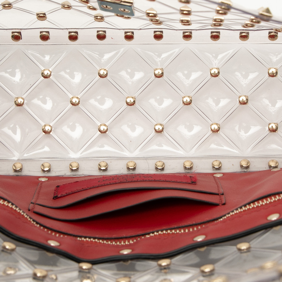 Pre-Loved Valentino Medium PVC Rockstud Spike Satchel - Picture 4 of 7